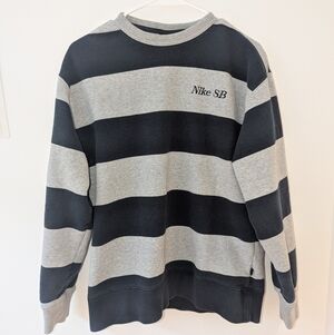 Nike SB Black and Gray Striped Crewneck Sweatshirt